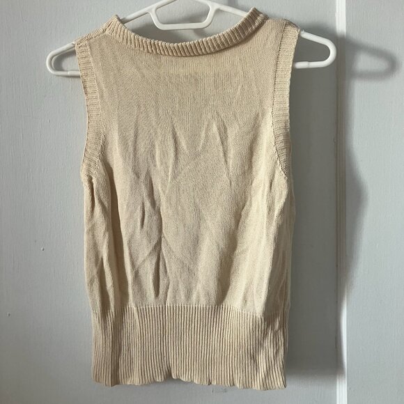 Korean no brand cotton knitted tank and shrug small in cream color - Picture 2 of 11